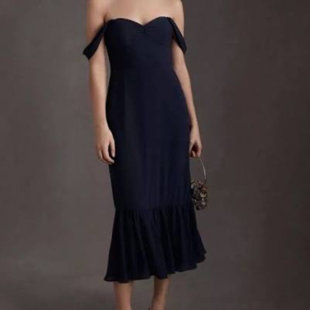 NWT BHLDN Munroe Georgette Dress Midnight Blue